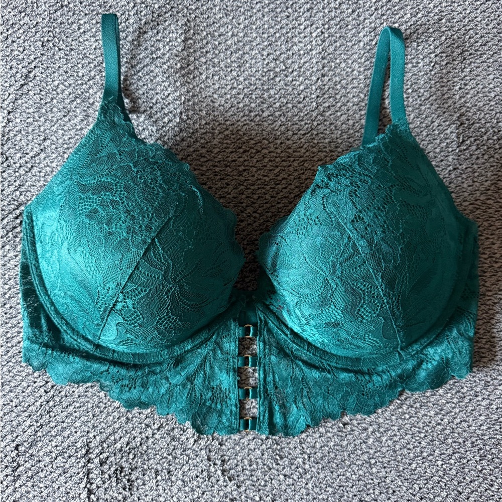 La SENZA Teal Lace Front-Close Plunge Bra 38DDD - Picture 2 of 7